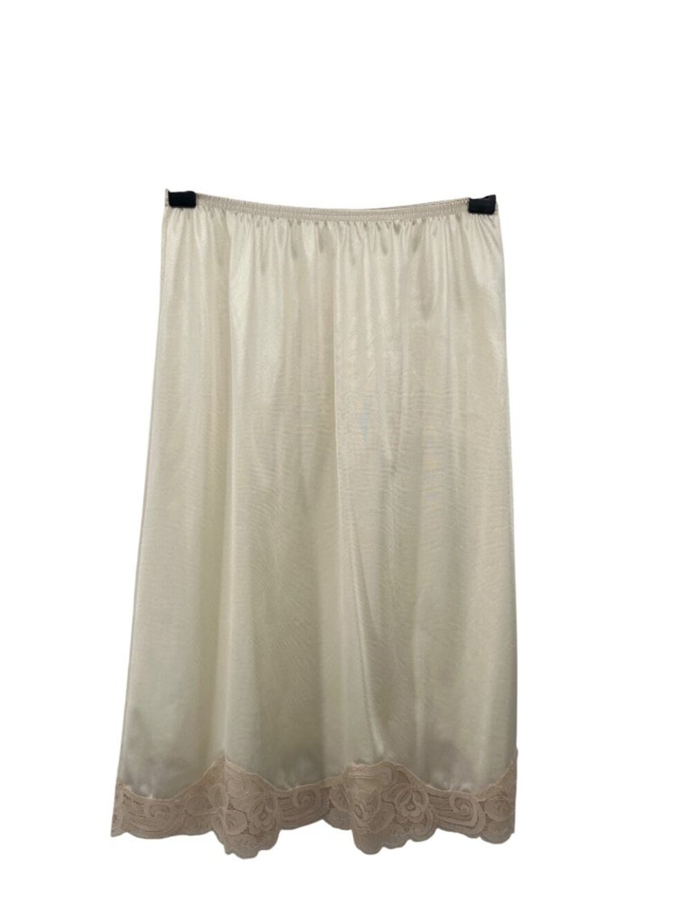 Vanity Fair Half Slip Cream Beige Lace Hem Womens S 24" Nylon Used USA